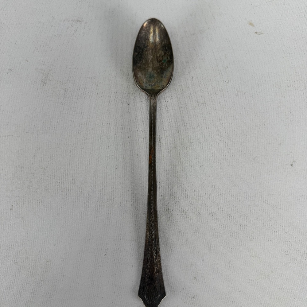 Home Crest Silver Plate Iced Tea Spoon Hammered Texture Vintage 7.5 Inch